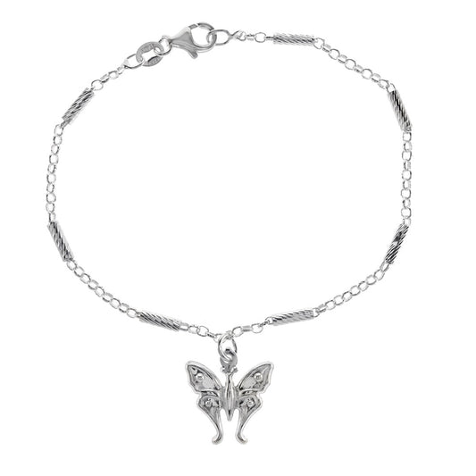 sterling silver butterfly charm bracelet