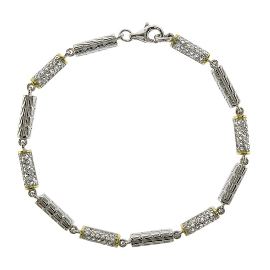 Two Tone White Round CZ Topaz Bracelet