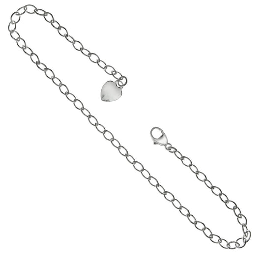 heart charm sterling silver anklet bracelet