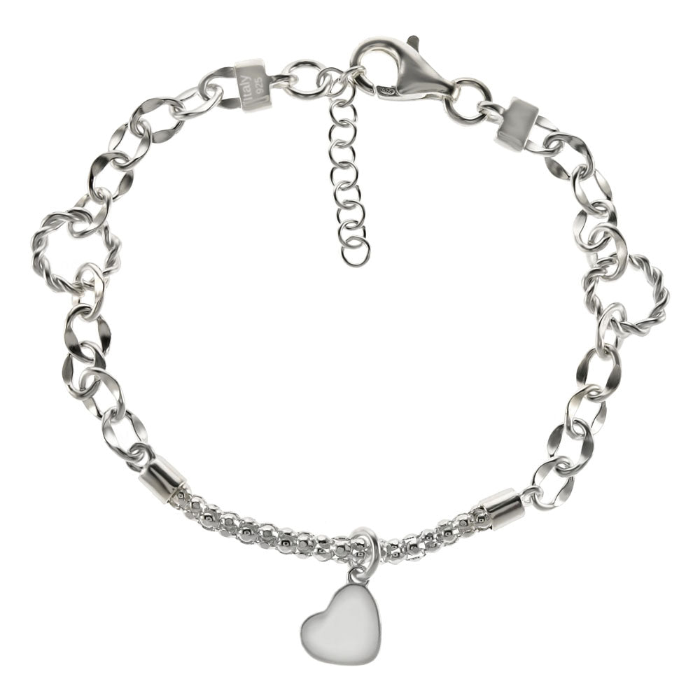 Fancy Link with Engravable Heart Charm Bracelet