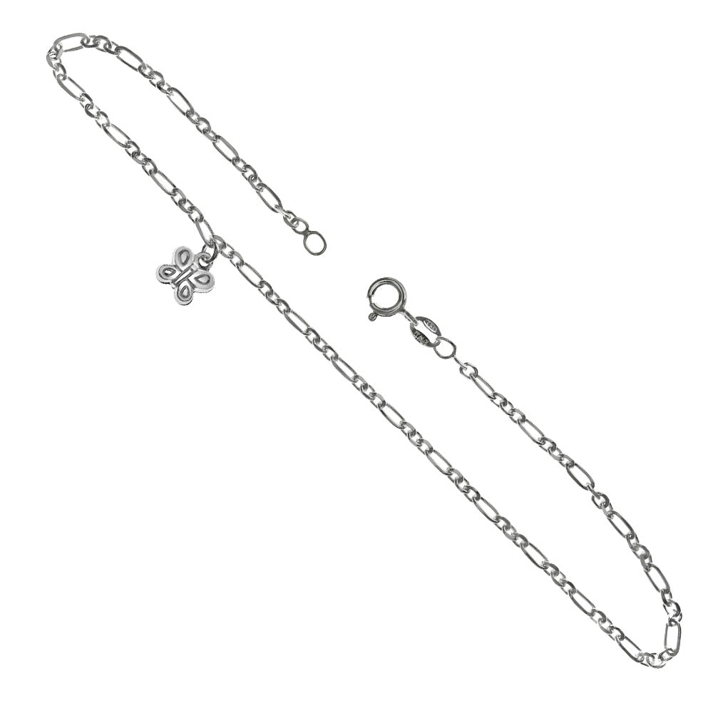 Single Butterfly Charm Sterling Silver Anklet Bracelet