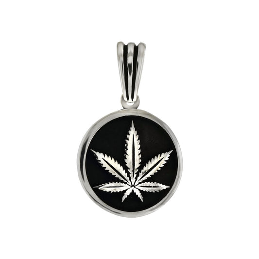 Weed Leaf Oxidized Medal Pendant