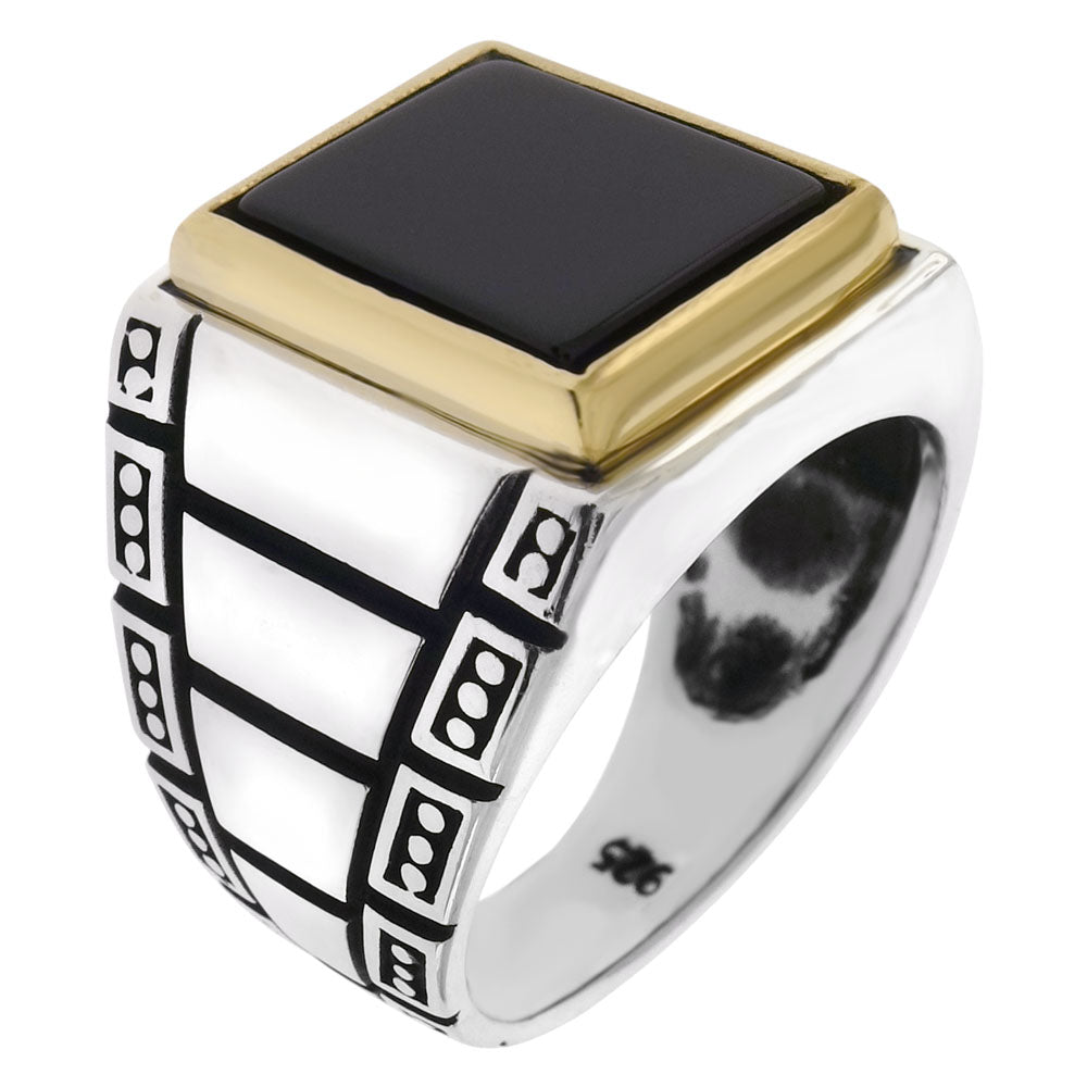 Rectangle Black Onyx Men Ring