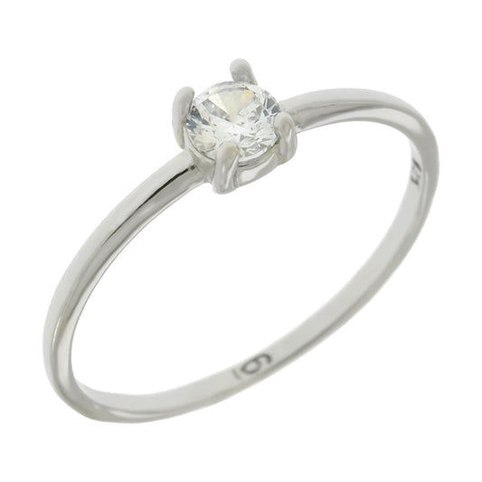 3.5mm Round Cubic Zirconia Solitaire Ring