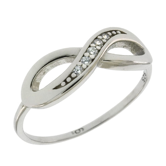 Pave Cubic Zirconia Infinity Rhodium Ring