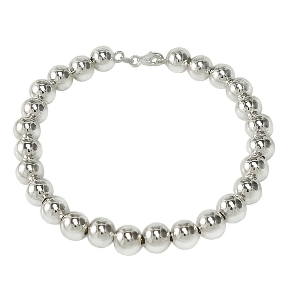 Sterling Silver 8MM Solid Bead Bracelet