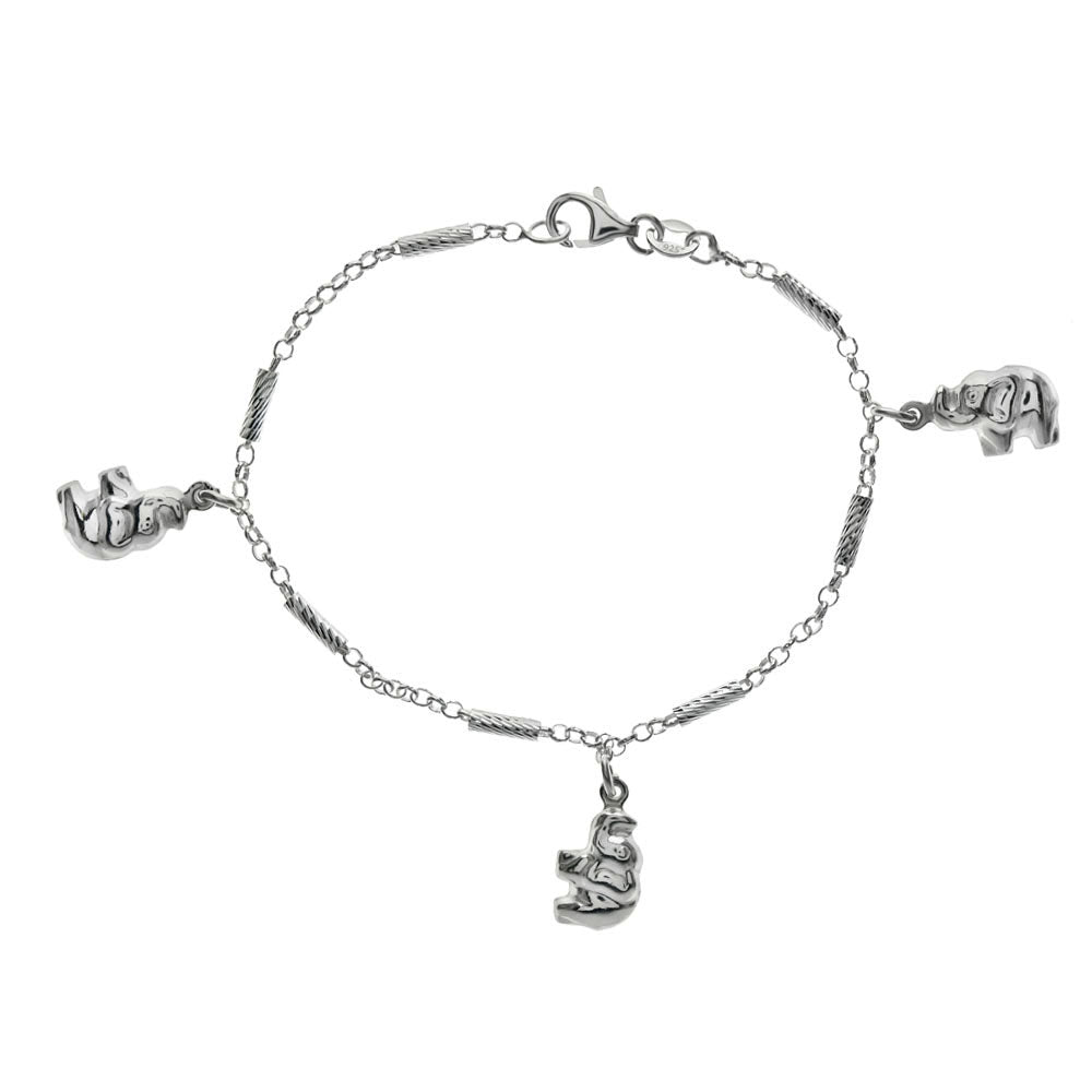 mini elephant charms sterling silver bracelet