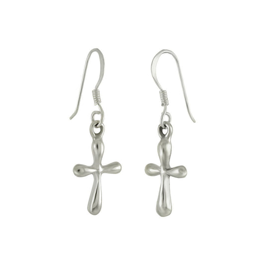 925 Sterling Silver Cross Dangle Earrings