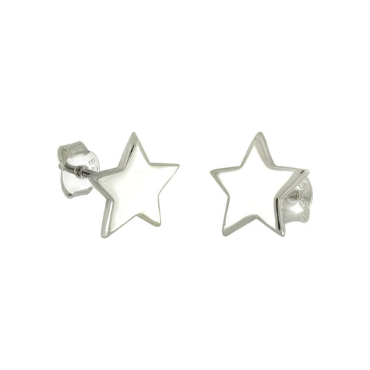 Sterling Silver High Polished Star Stud Earrings