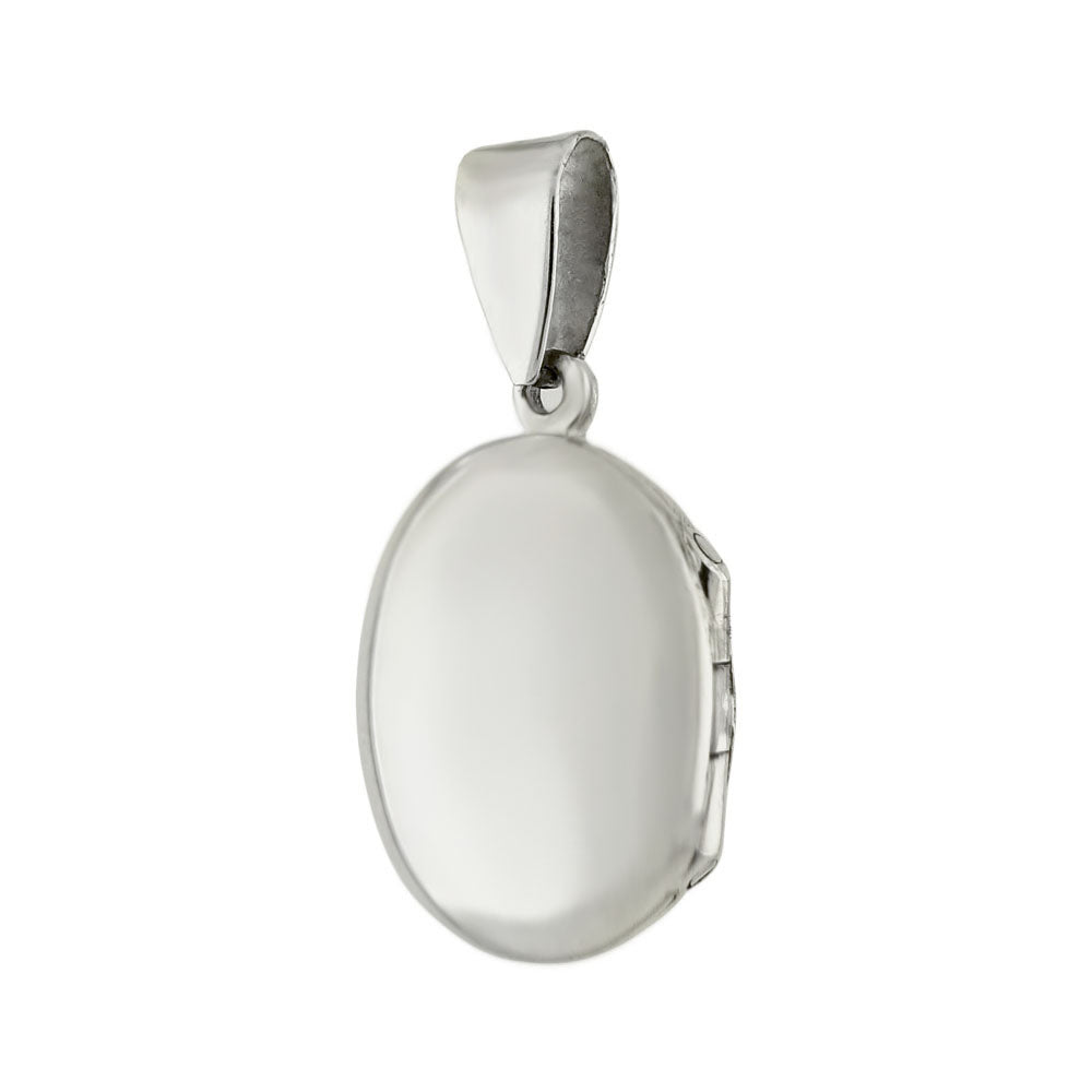 Sterling Silver High Polished Oval Locket Pendant