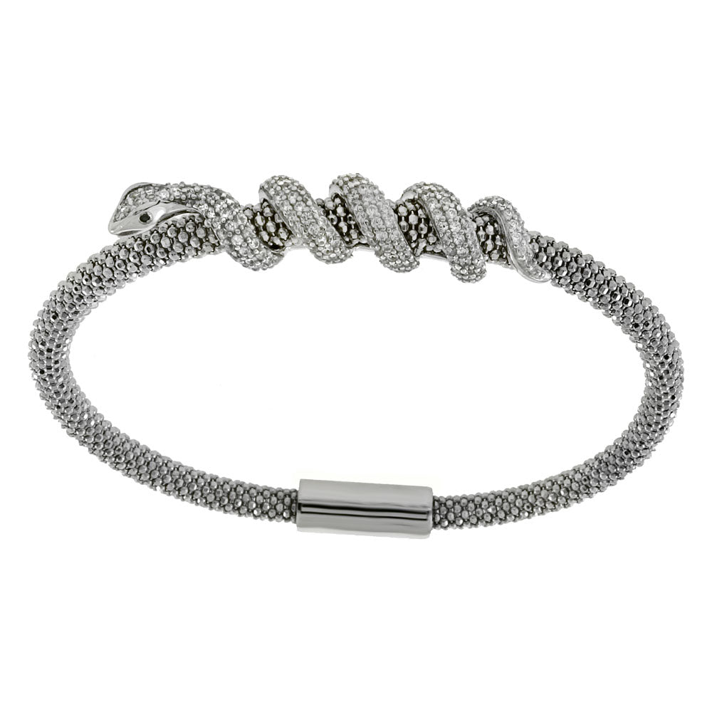 Micro Pave CZ Snake Mesh Bracelet