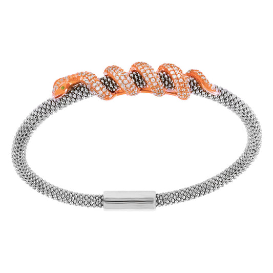 Micro Pave CZ Snake Mesh Bracelet