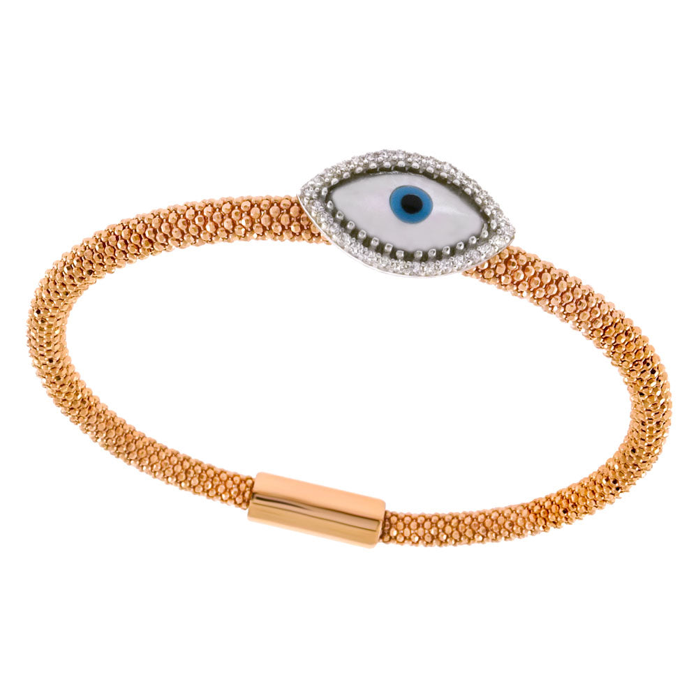 Gold Plated Evil Eye Mesh Bracelet