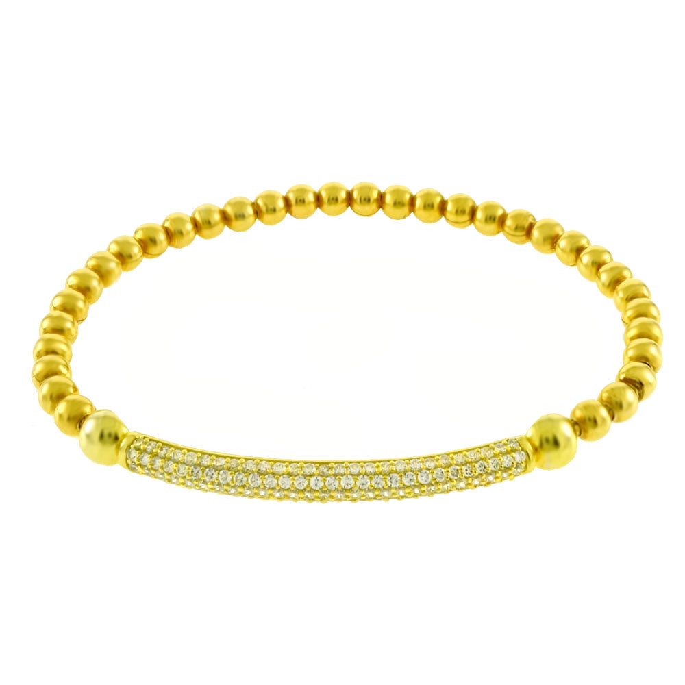 Gold Plated Bead Bracelet with Bar