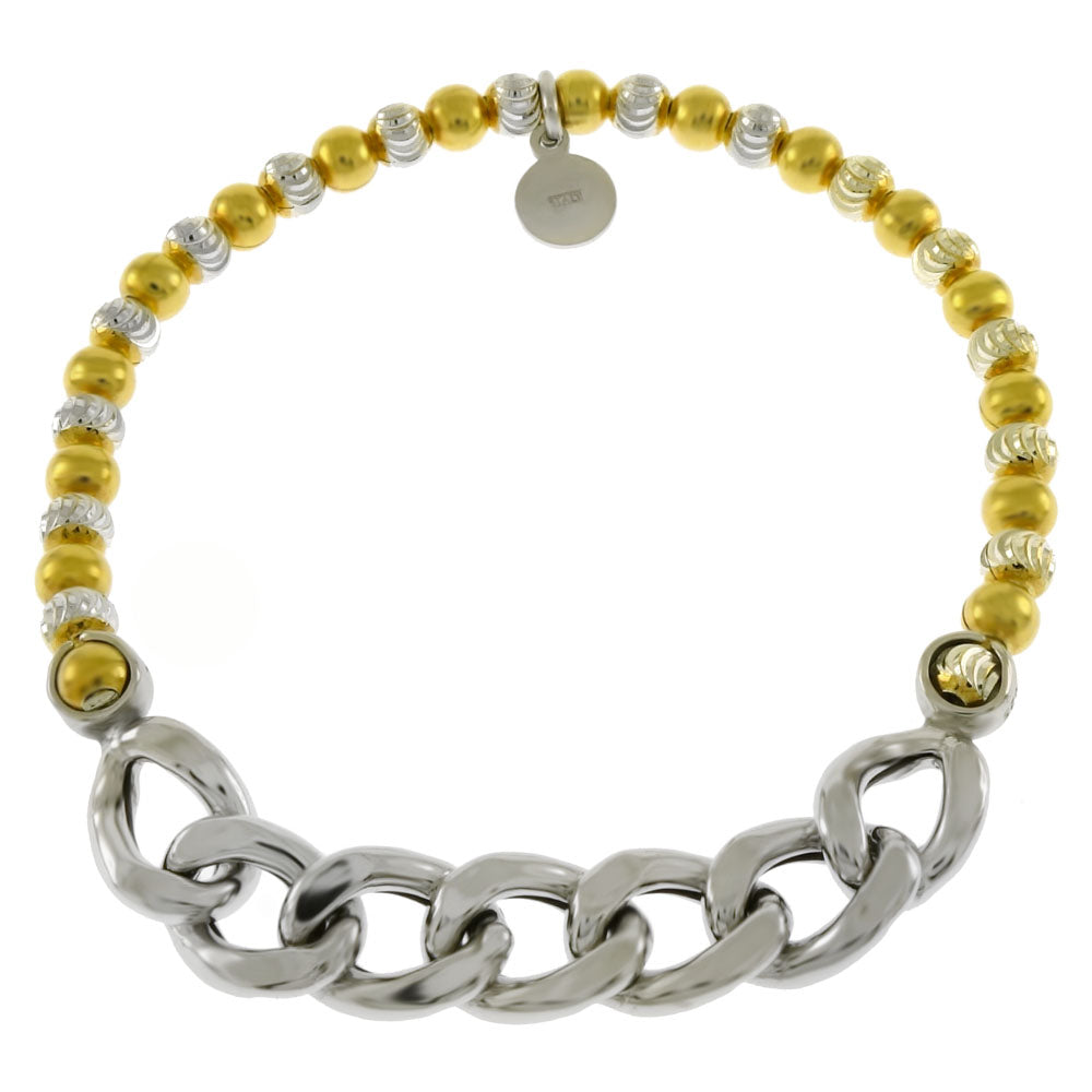 Italian Curb Bracelet with Stretching Beads