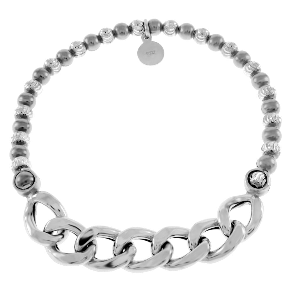 Italian Curb Bracelet with Stretching Beads