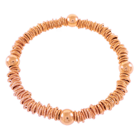 Sterling Silver Round Wire stretched Bead Rose Plated Bracelet