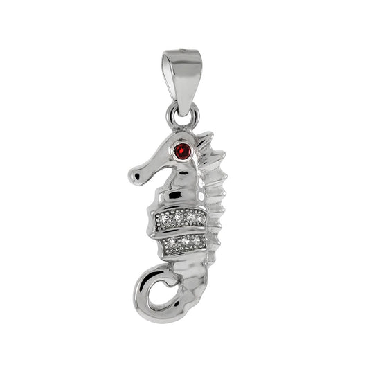 Sterling Silver Cubic Zirconia Seahorse Pendant