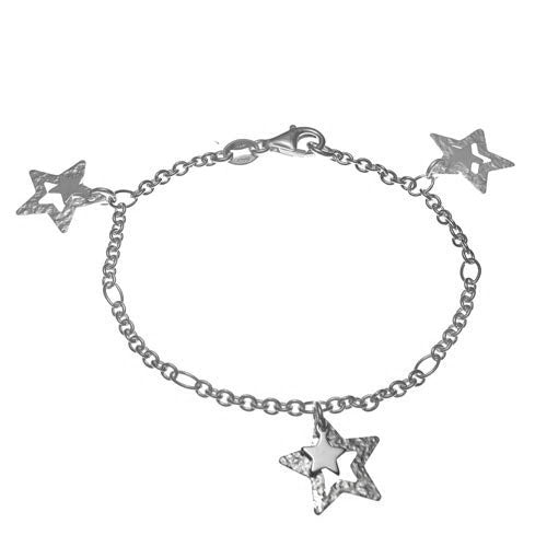 dangle star charms sterling silver bracelet