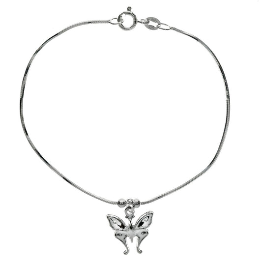 sterling silver butterfly charm bracelet