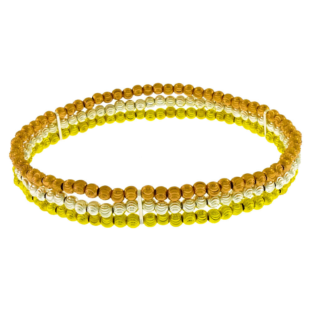 three tones moon cut bead stretch bracelet