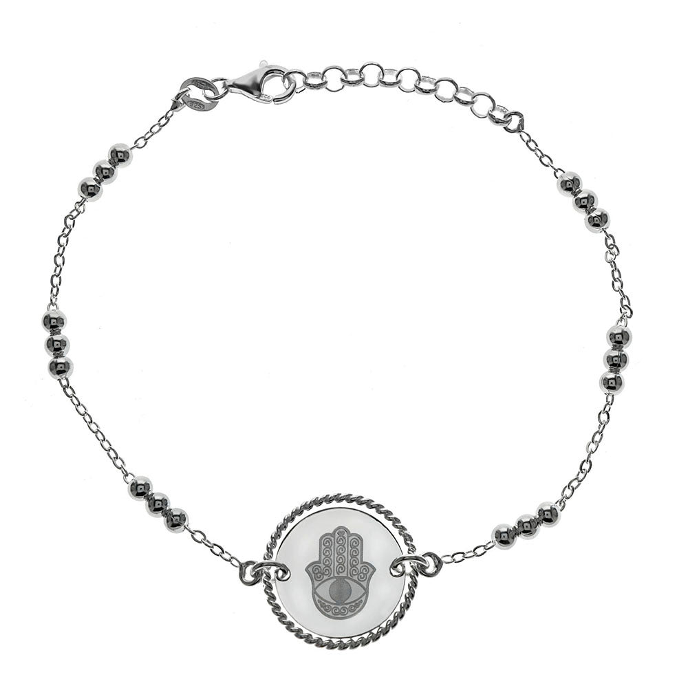 hamsa medallion sterling silver bracelet