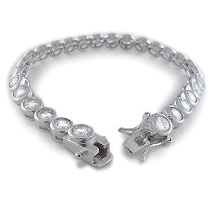 silver round white cz tennis bracelet