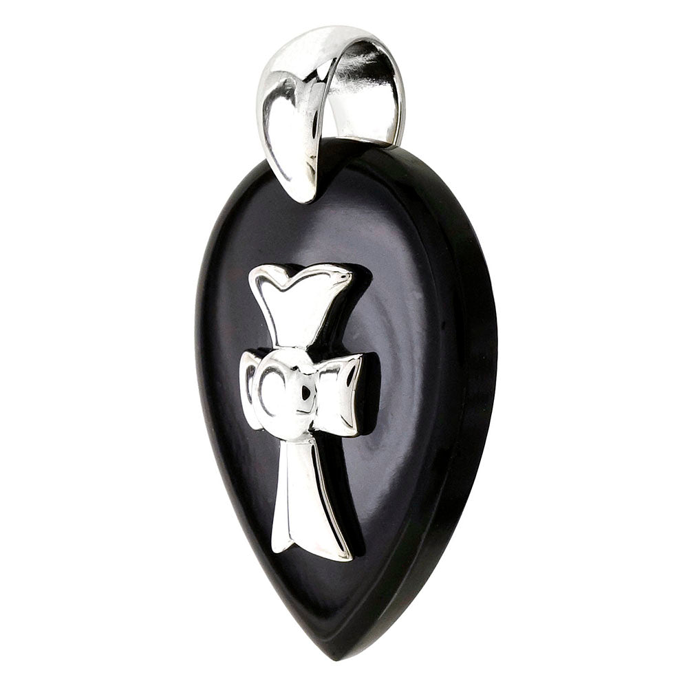 Sterling Silver Cross W Black Onyx Color Pendant