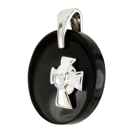 Sterling Silver Cross W Black Onyx Color Pendant