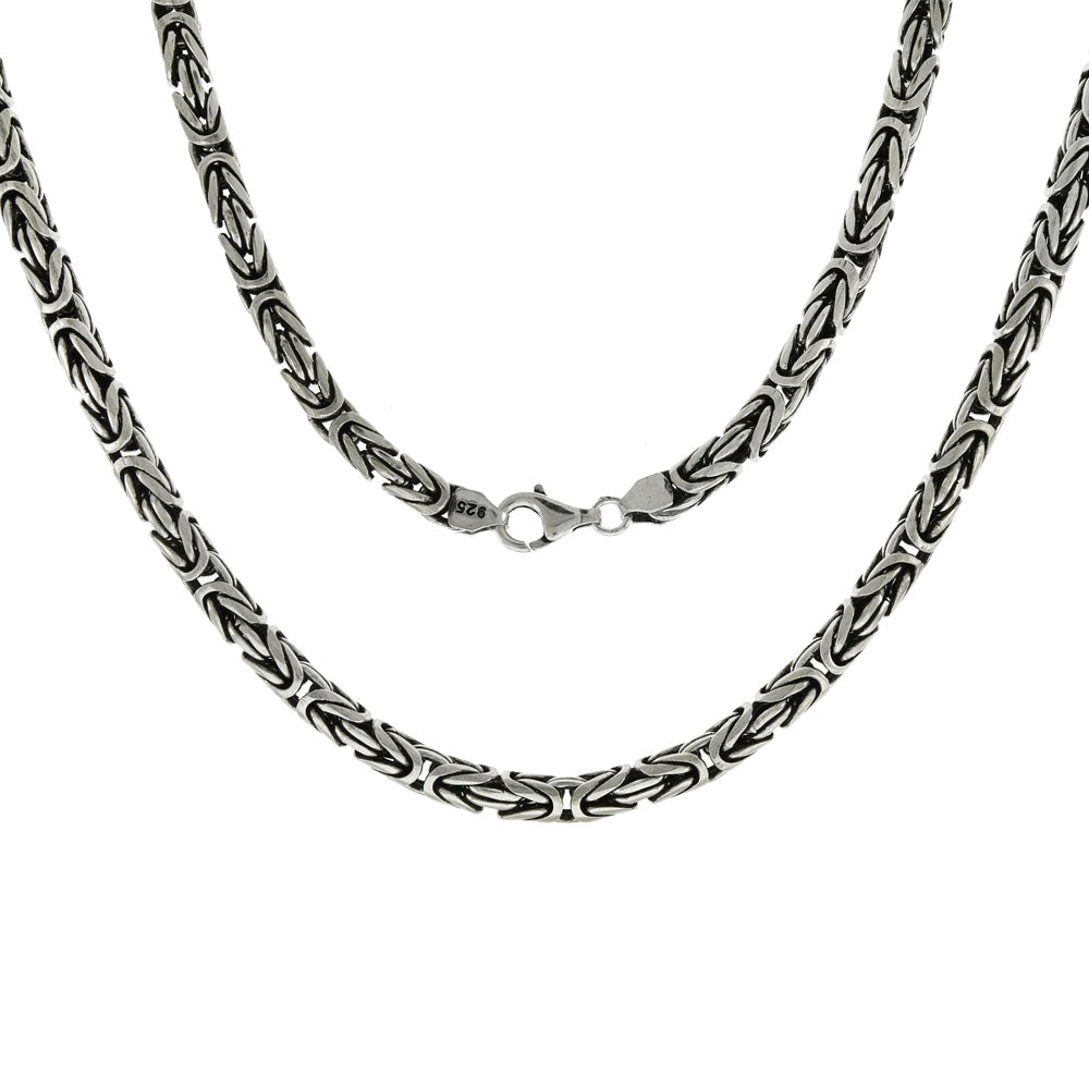 4mm men's round bali silver chain necklace