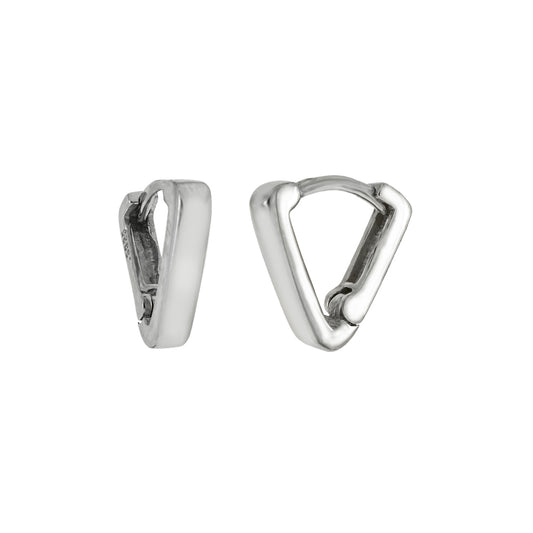 925 Sterling Silver V Shape D C Huggie Rhodium Hoop Earrings