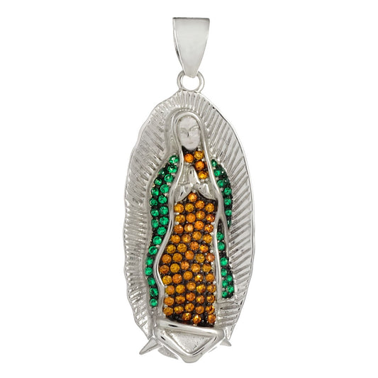 Colored Cubic Zirconia Lady of Guadalupe Pendant