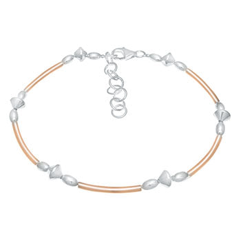 Rose-Gold Plated Tube Bracelet with Oval Beads