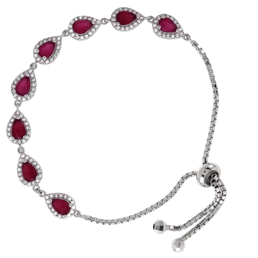 Fuschia Red Pear-Shape Cut Bracelet