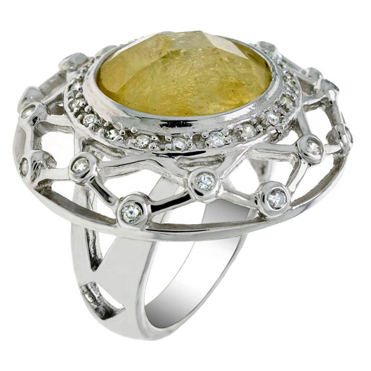 Unique Citrine Quartz Cubic Zirconia Ring