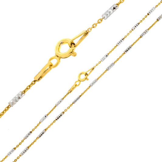Sterling Silver Bi Color Diamond Cut Tube Brite Chain