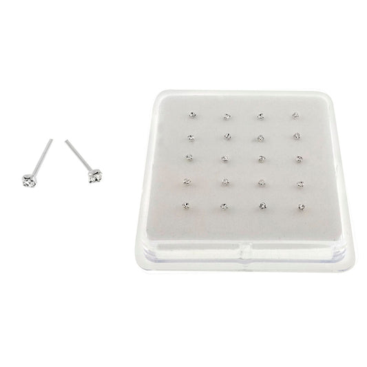 Sterling Silver Claw 1 8mm Clear Crystal Nose Stud Straight End