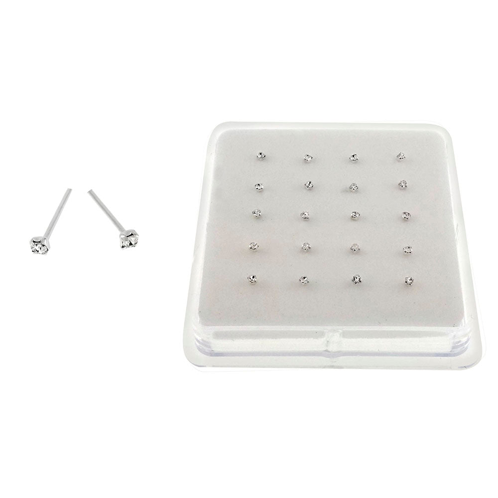 Sterling Silver Claw 1 5mm Clear Crystal Nose Stud Straight End