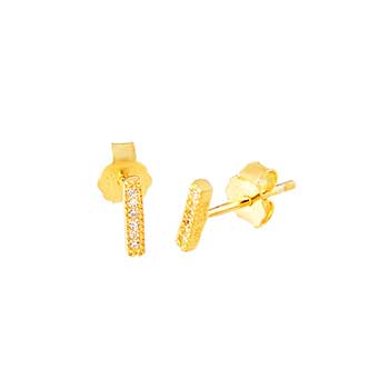 CZ Bar Gold Plated Stud Earrings