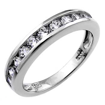 Sterling Silver Round Cubic Zirconia Band Ring