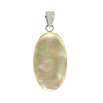 Sterling Silver Oval Shape Pearl Shell Pendant