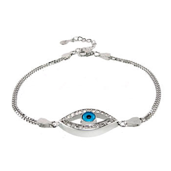 Adjustable Double Box Chain Bracelet - Evil Eye