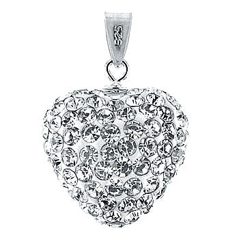 Sterling Silver White Crystal Heart Pendant