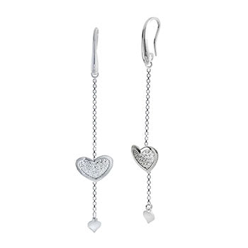 Sterling Silver Sliding Heart Earrings