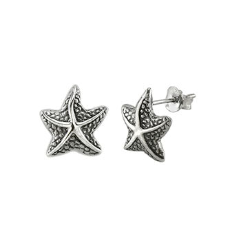 Sterling Silver Oxidised Starfish Earrings