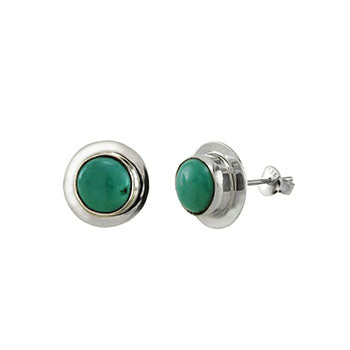 Sterling Silver Genuine Turquoise Stud Earrings