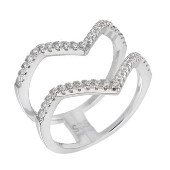 Double V Shape CZ Ring