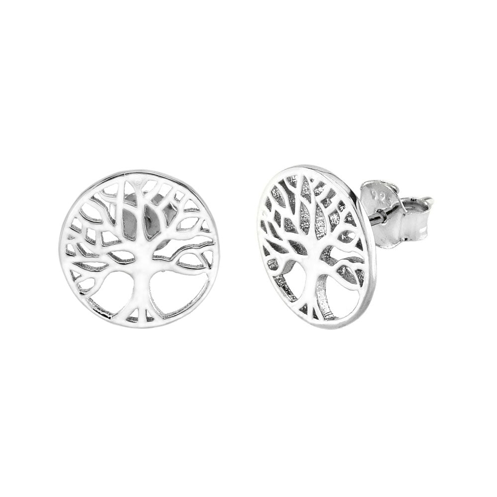 Sterling Silver Tree of Life Stud Earrings