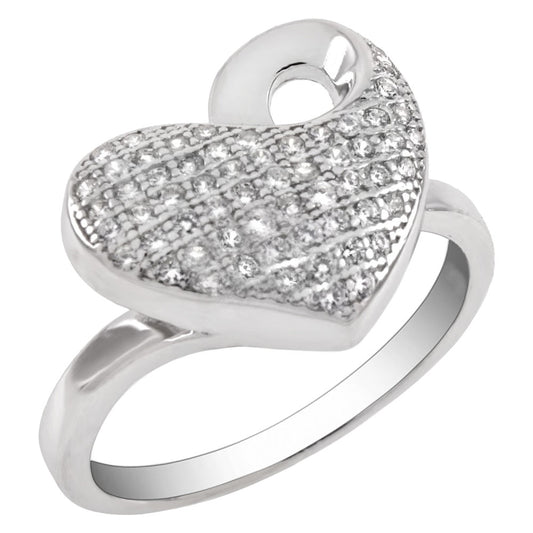 Pave Cubic Zirconia Heart Ring