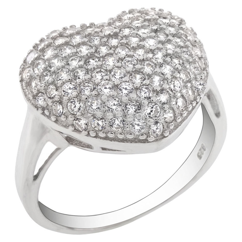 Pave Cubic Zirconia Heart Ring